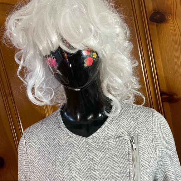 Banana Republic Lightweight Fleece Herringbone Gray & White Long Jacket - NWT - Picture 12 of 14